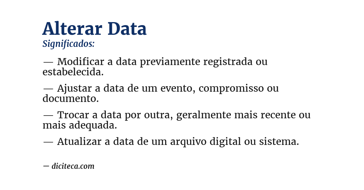 Significado de alterar data