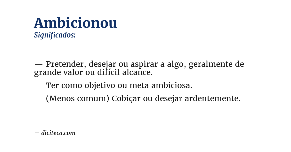 Significado de ambicionou