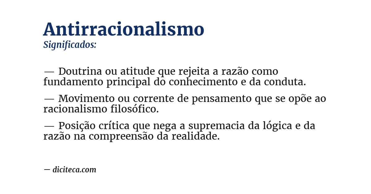 Significado de antirracionalismo