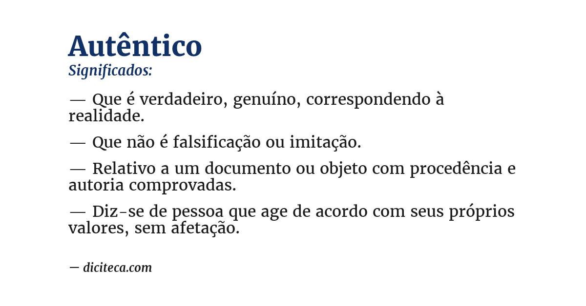 Significado de autêntico