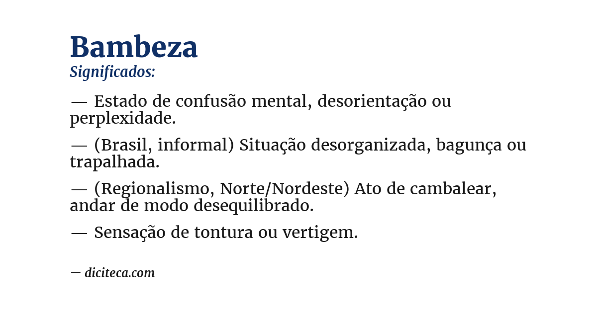 Significado de bambeza