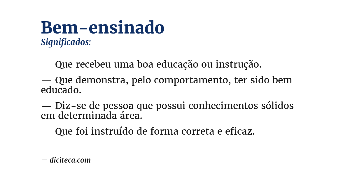 Significado de bem-ensinado