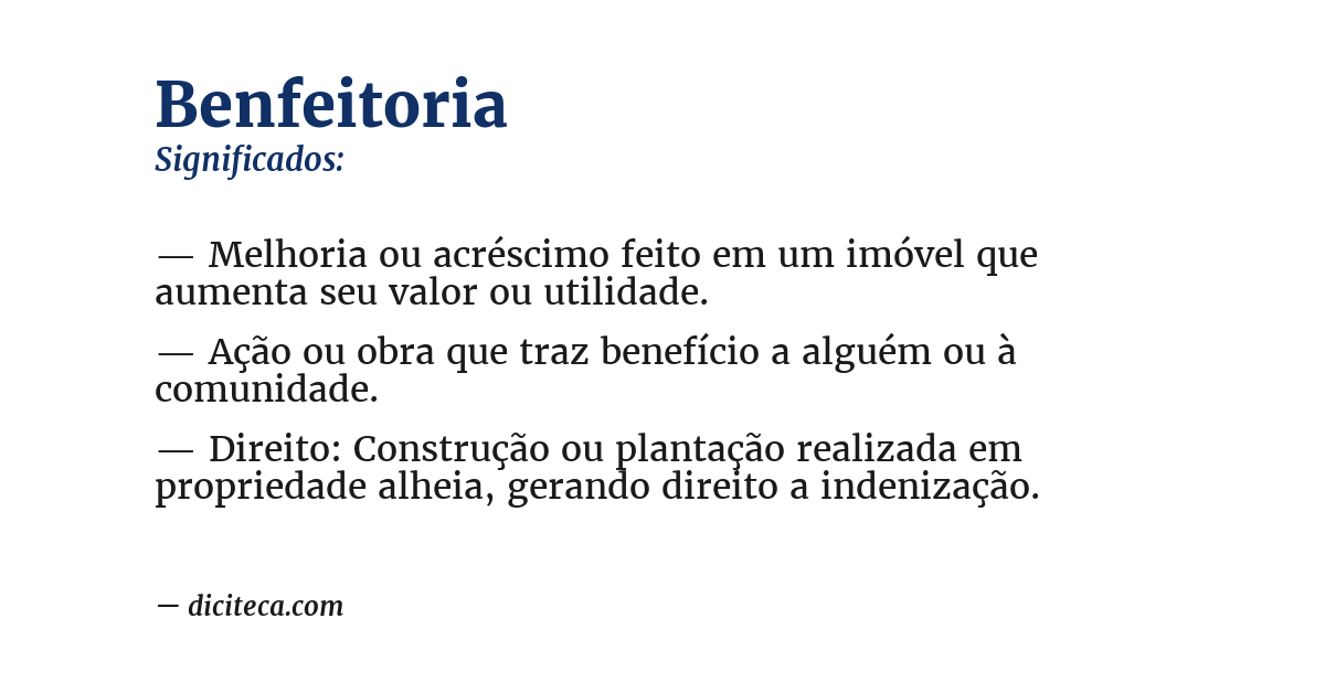 Significado de benfeitoria