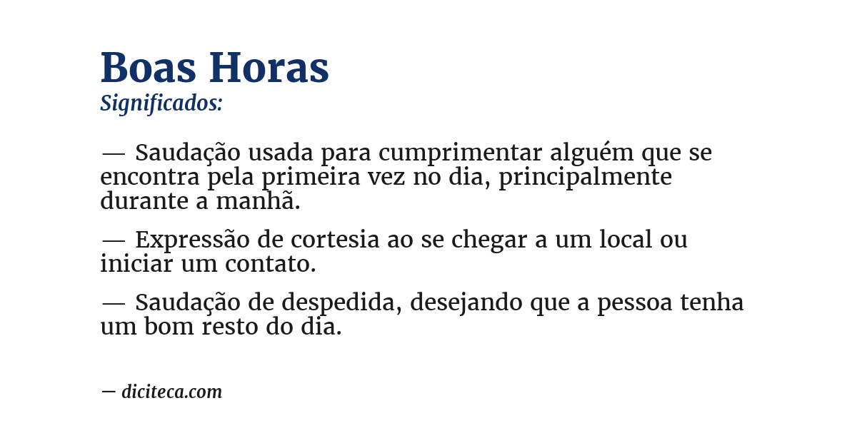 Significado de boas horas