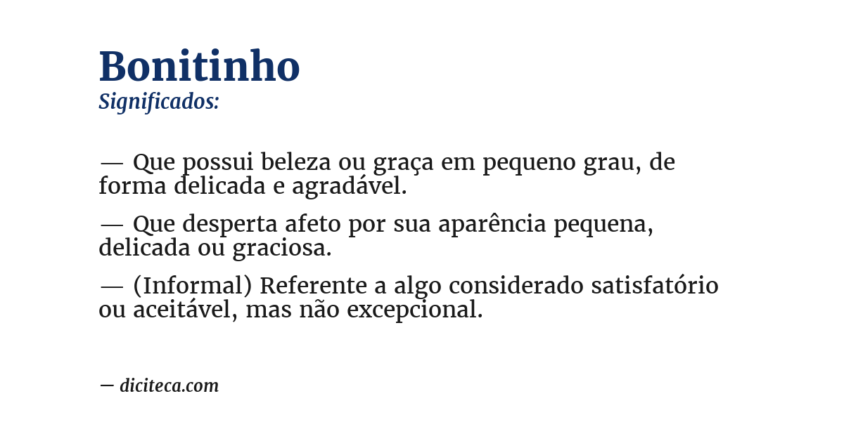 Significado de bonitinho