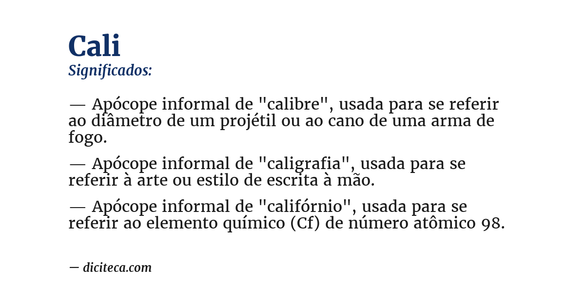 Significado de cali