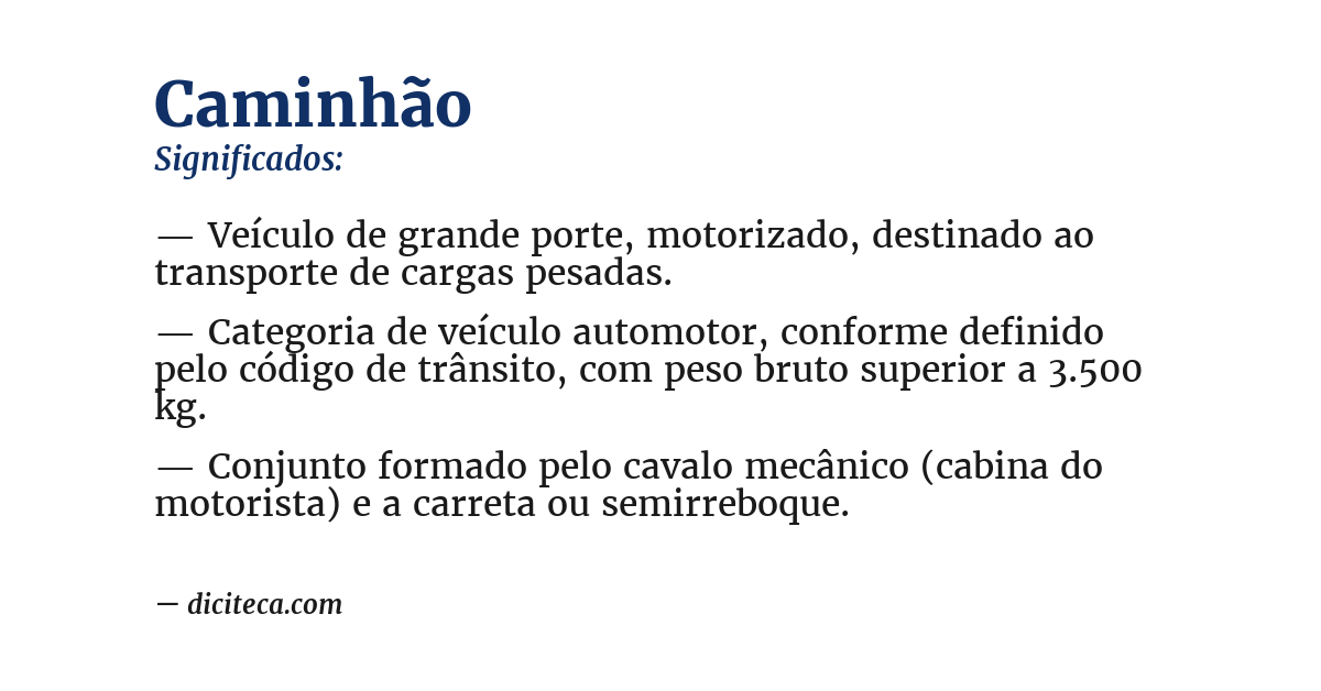 Significado de caminhão