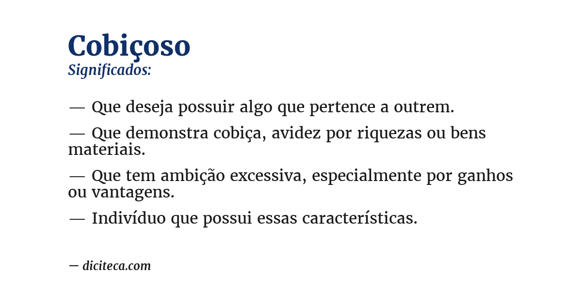 Significado de cobiçoso