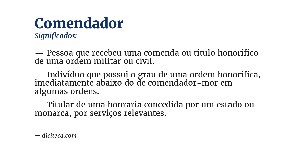 Significado de comendador