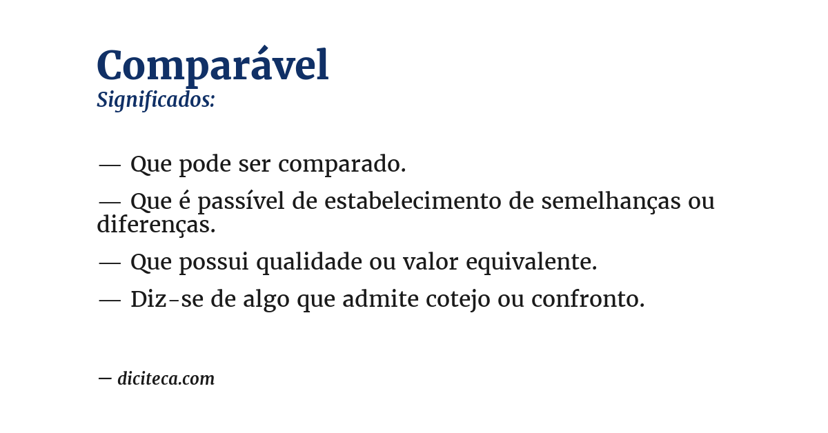 Significado de comparável