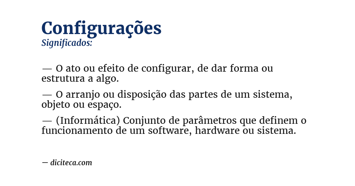 Significado de configurações