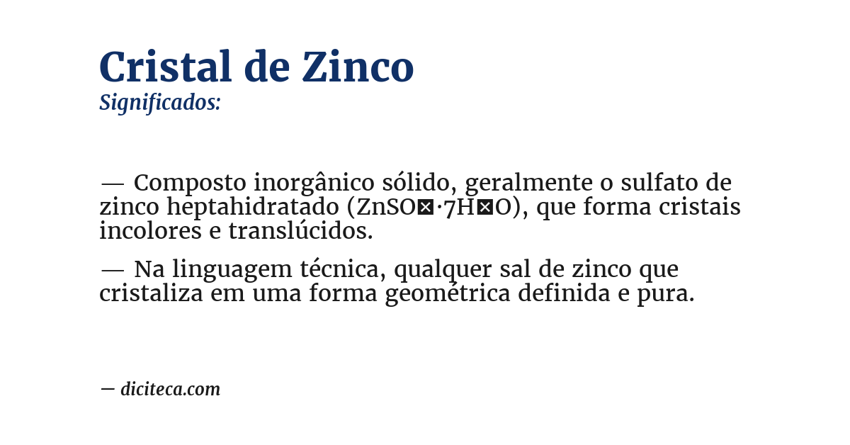 Significado de cristal de zinco