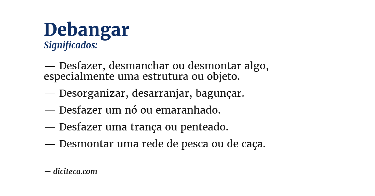 Significado de debangar