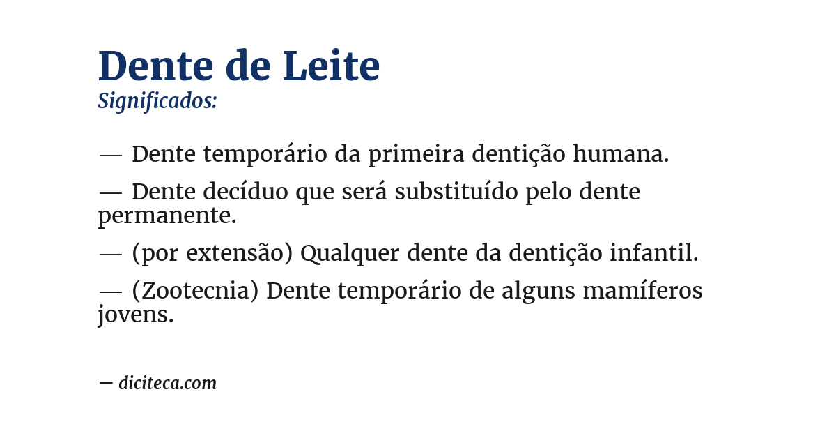 Significado de dente de leite