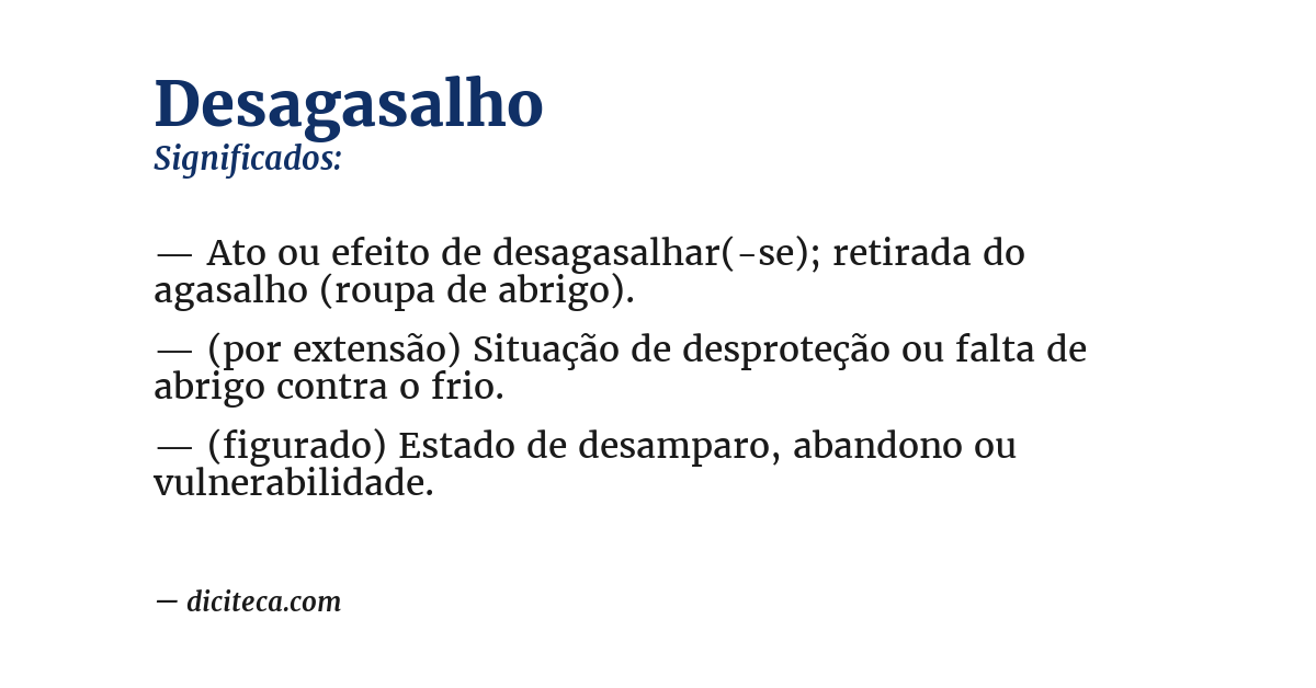 Significado de desagasalho