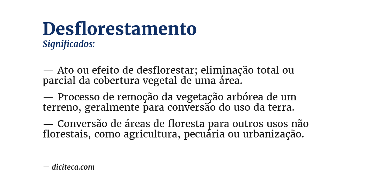 Significado de desflorestamento