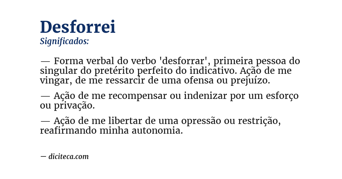 Significado de desforrei