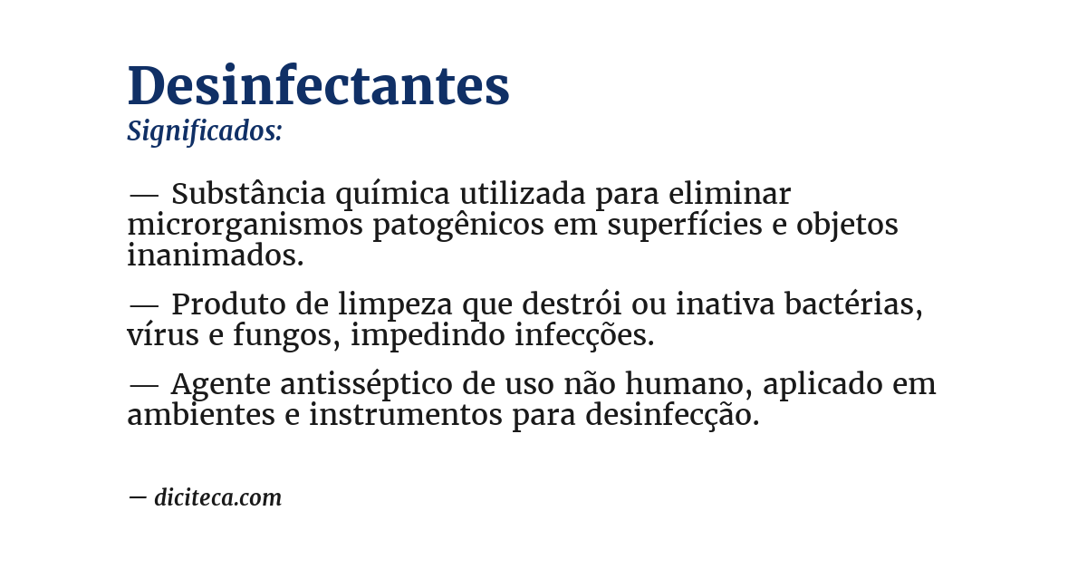 Significado de desinfectantes