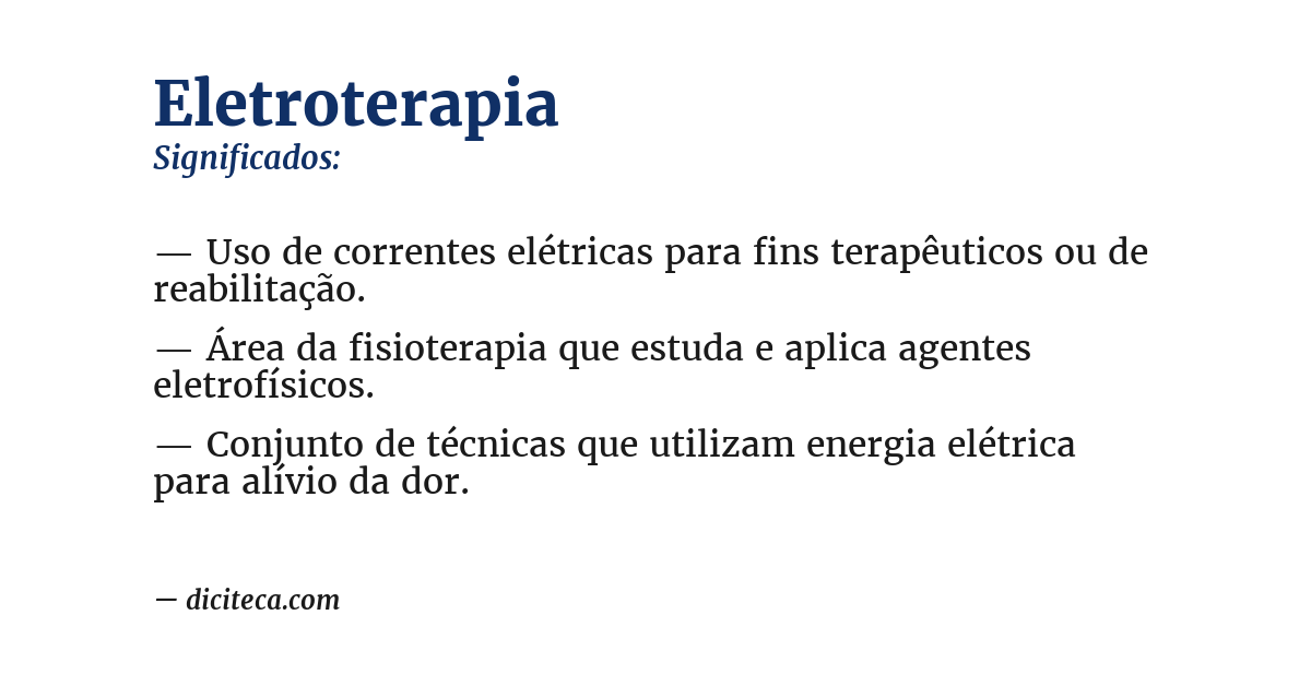 Significado de eletroterapia