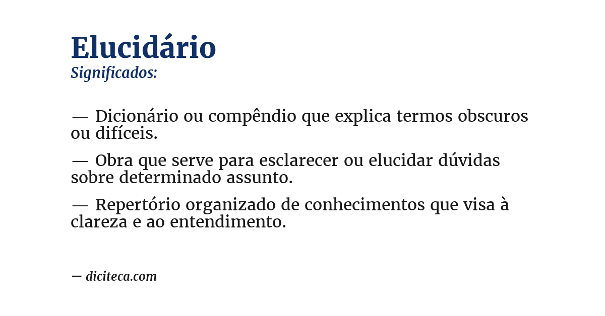 Significado de elucidário