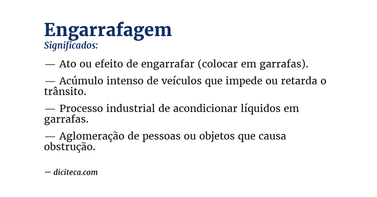 Significado de engarrafagem