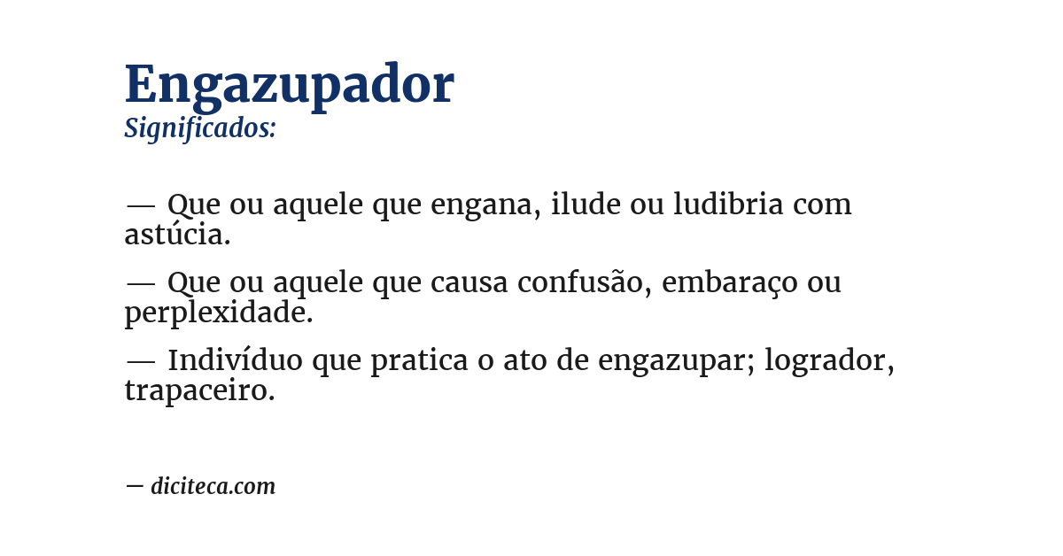 Significado de engazupador
