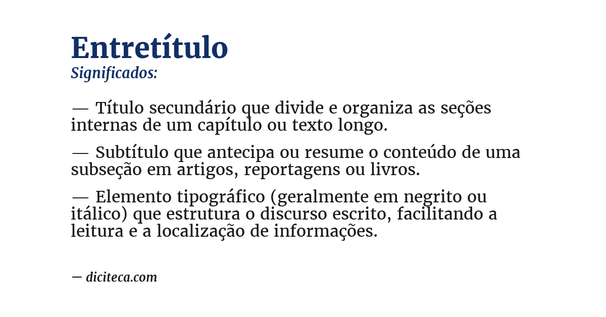 Significado de entretítulo