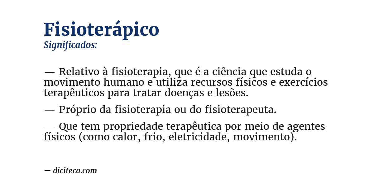 Significado de fisioterápico