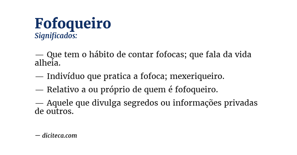 Significado de fofoqueiro