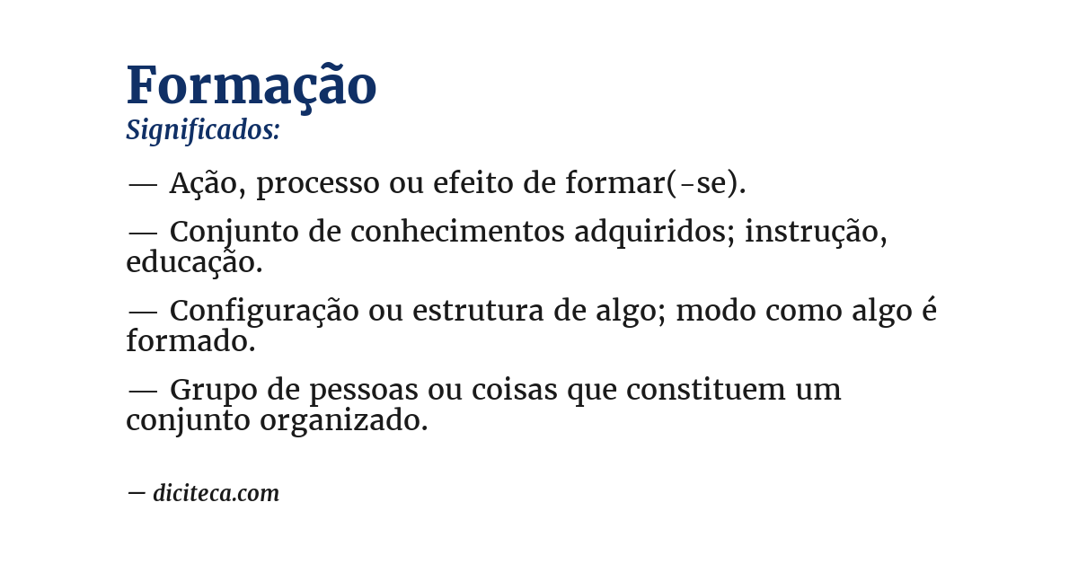 Significado de formação
