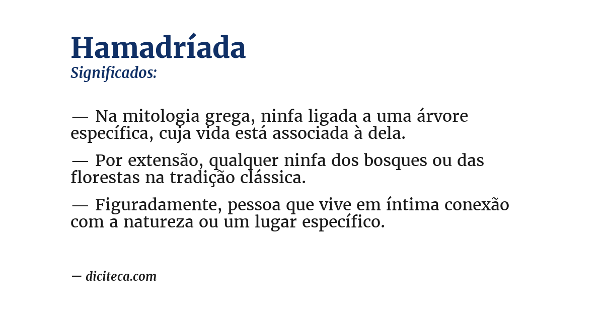 Significado de hamadríada