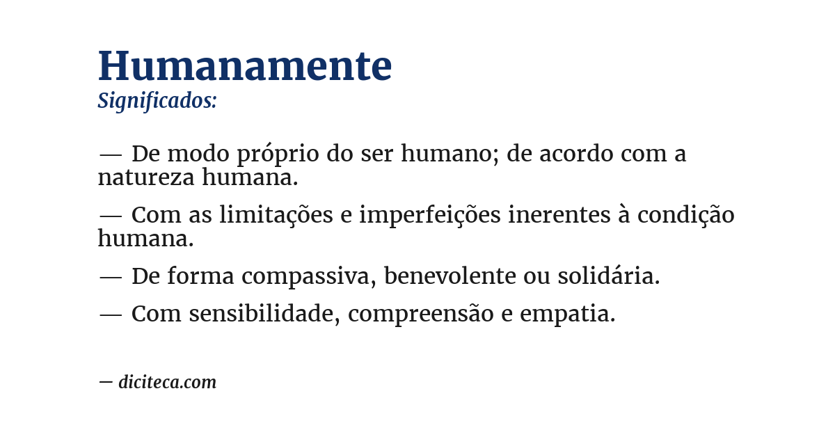Significado de humanamente