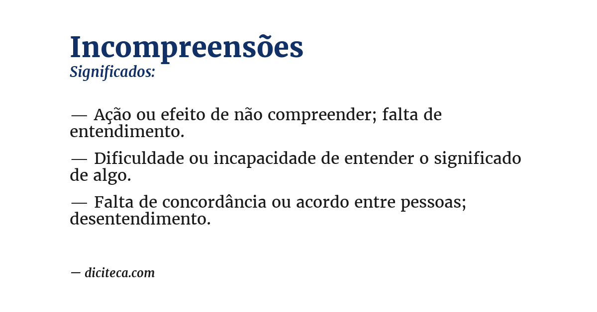 Significado de incompreensões