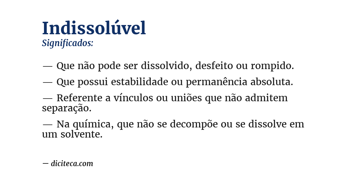 Significado de indissolúvel