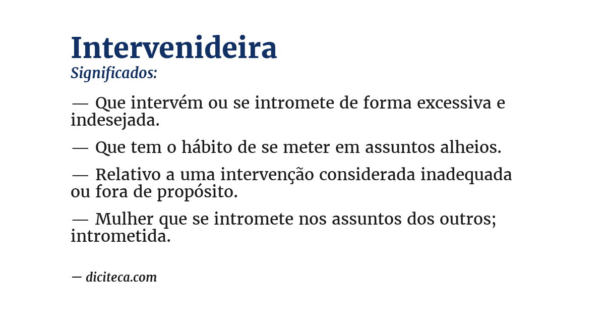 Significado de intervenideira