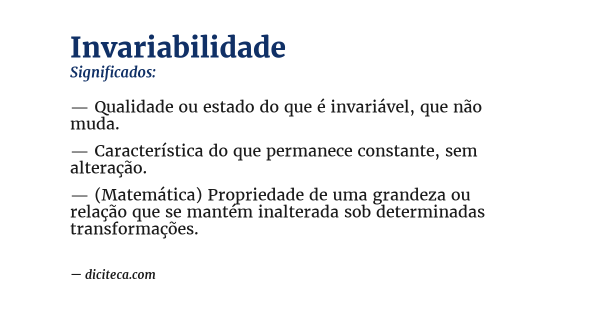 Significado de invariabilidade