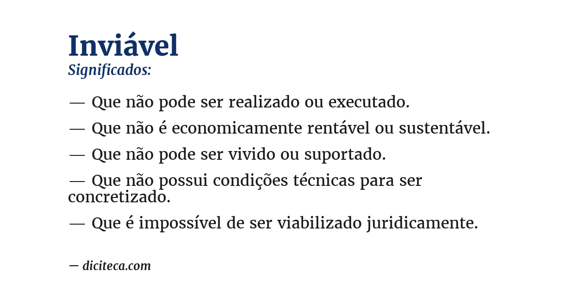 Significado de inviável