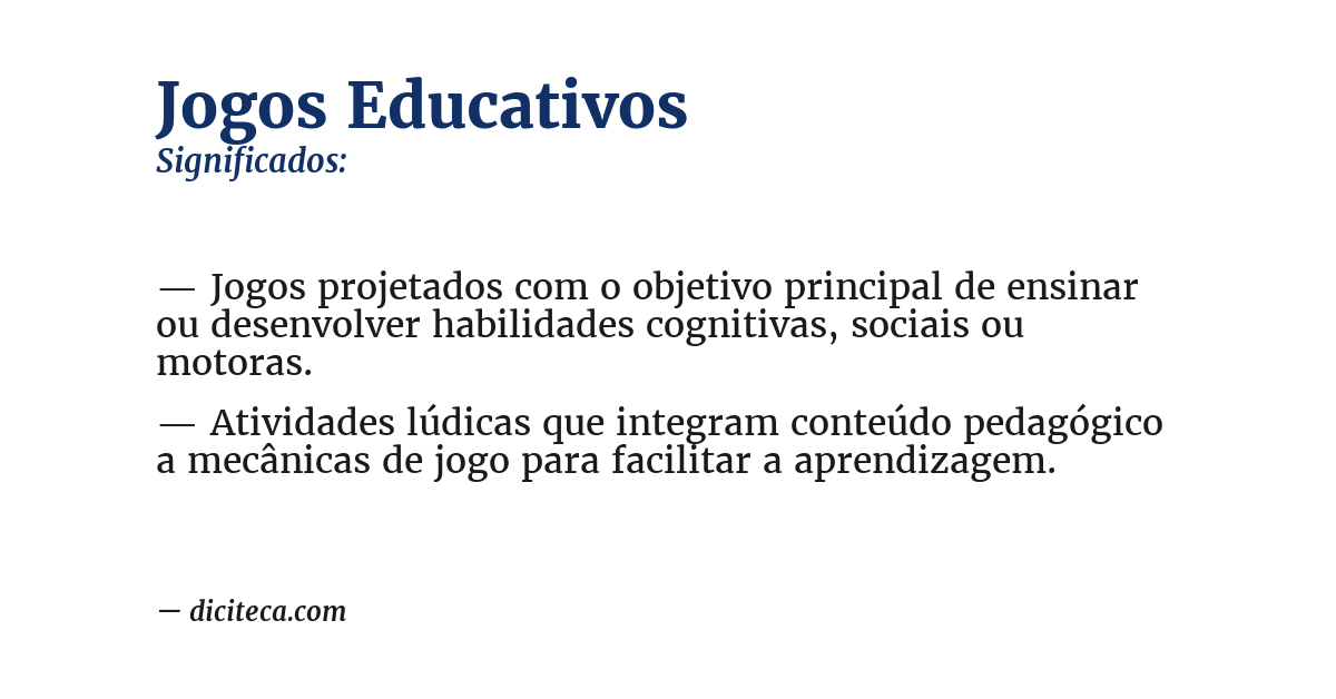Significado de jogos educativos