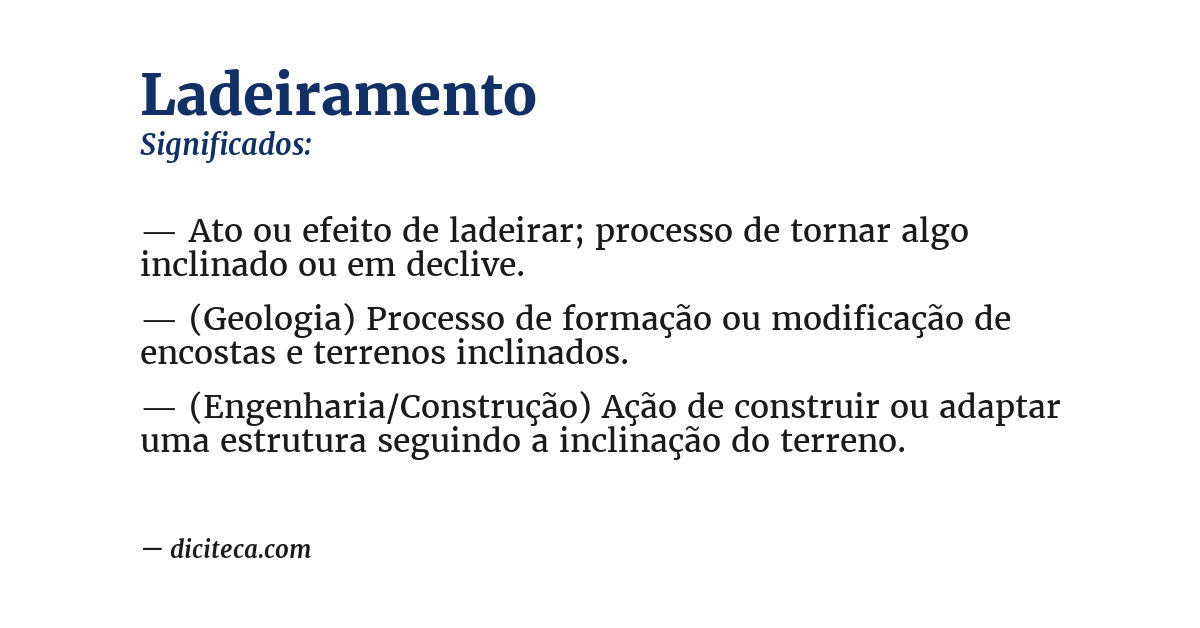 Significado de ladeiramento