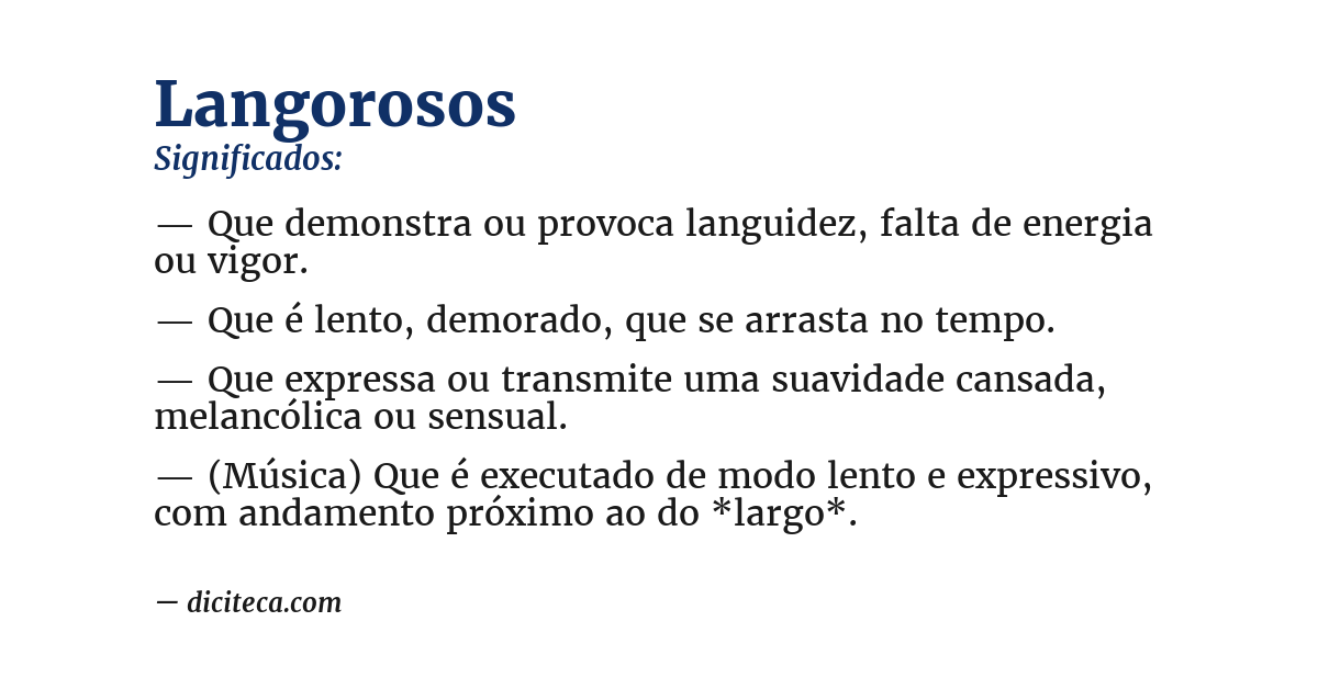 Significado de langorosos