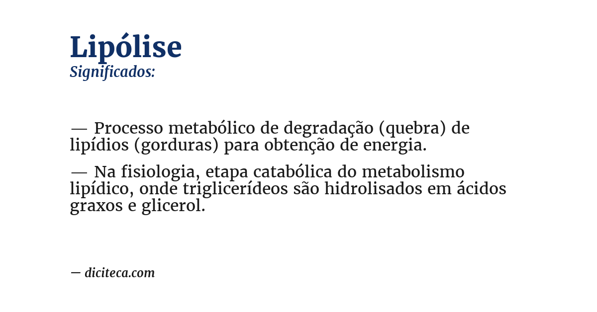 Significado de lipólise