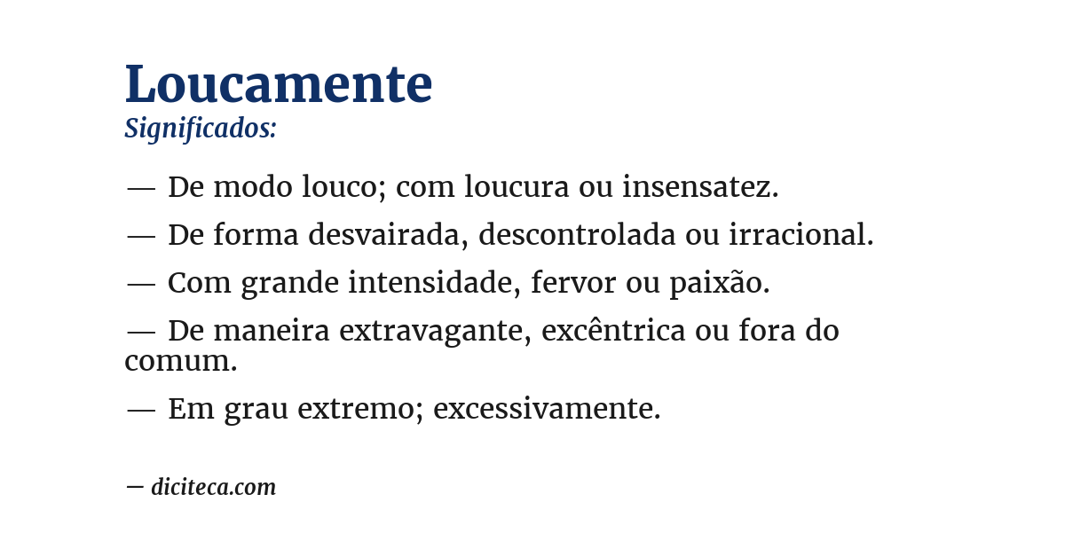 Significado de loucamente
