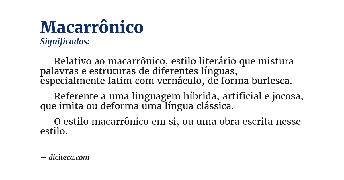 Significado de macarrônico