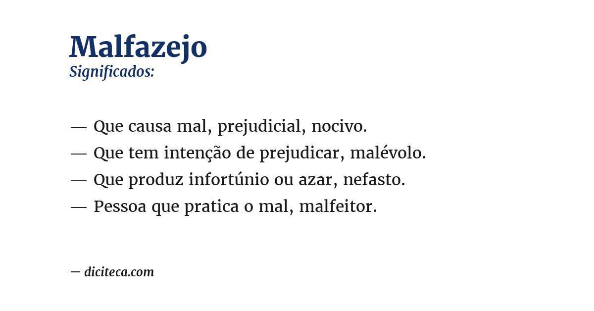 Significado de malfazejo