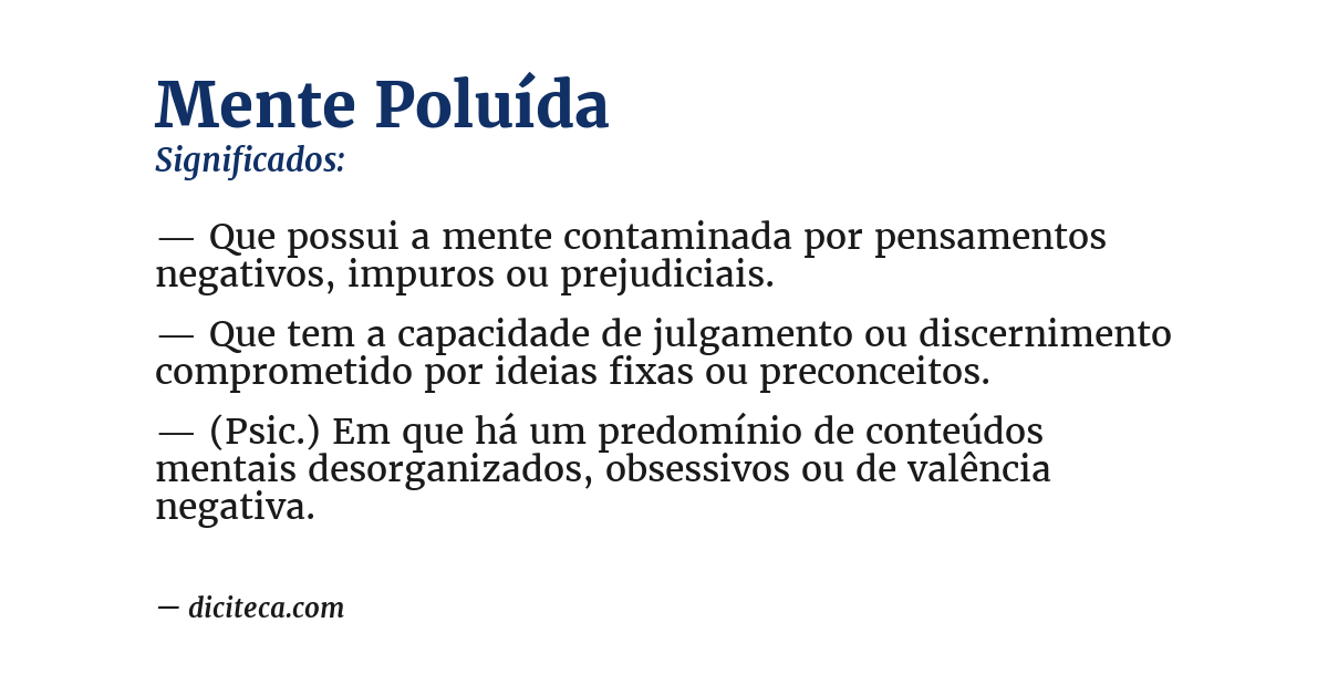 Significado de mente poluída