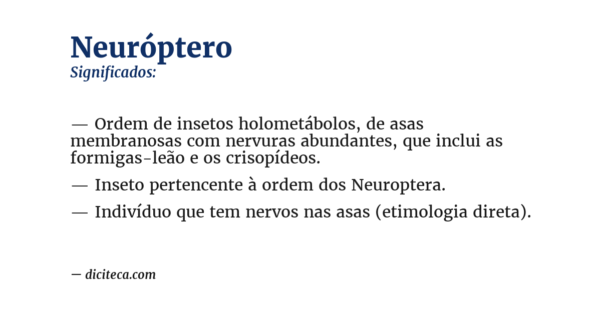 Significado de neuróptero