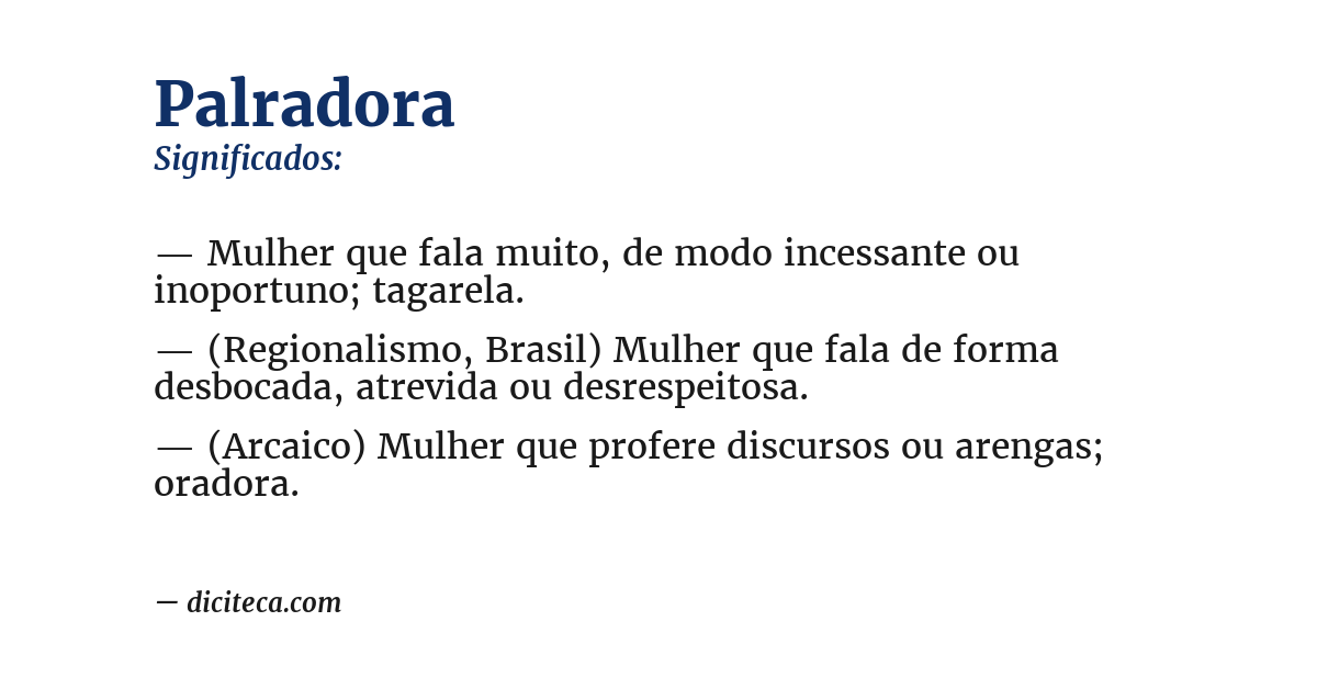 Significado de palradora
