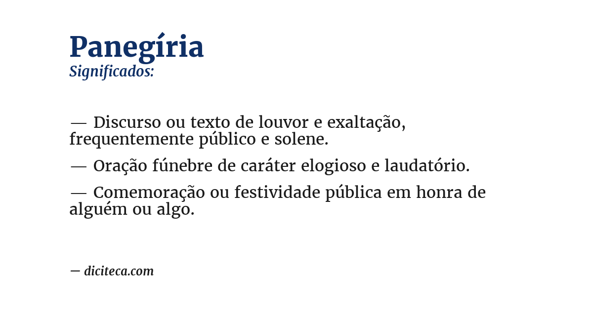 Significado de panegíria