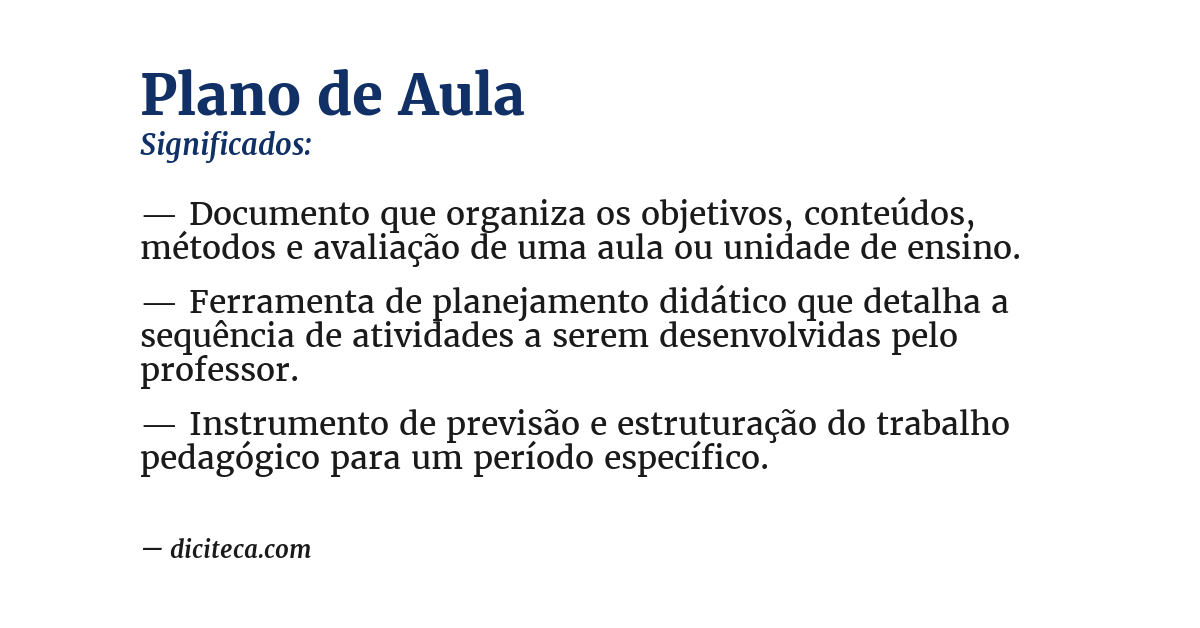 Significado de plano de aula