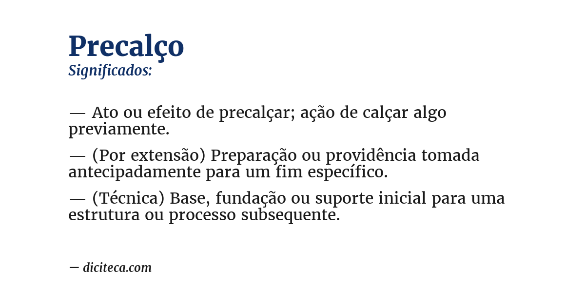 Significado de precalço